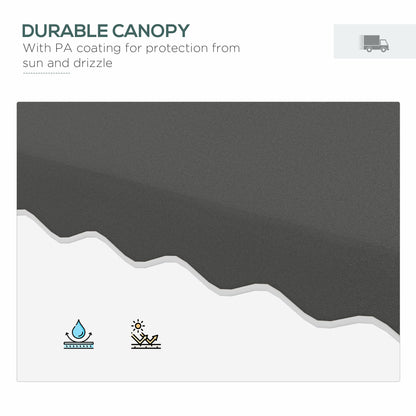2.5m Square Double Top Garden Parasol Cantilever Umbrella with Ruffles, Grey