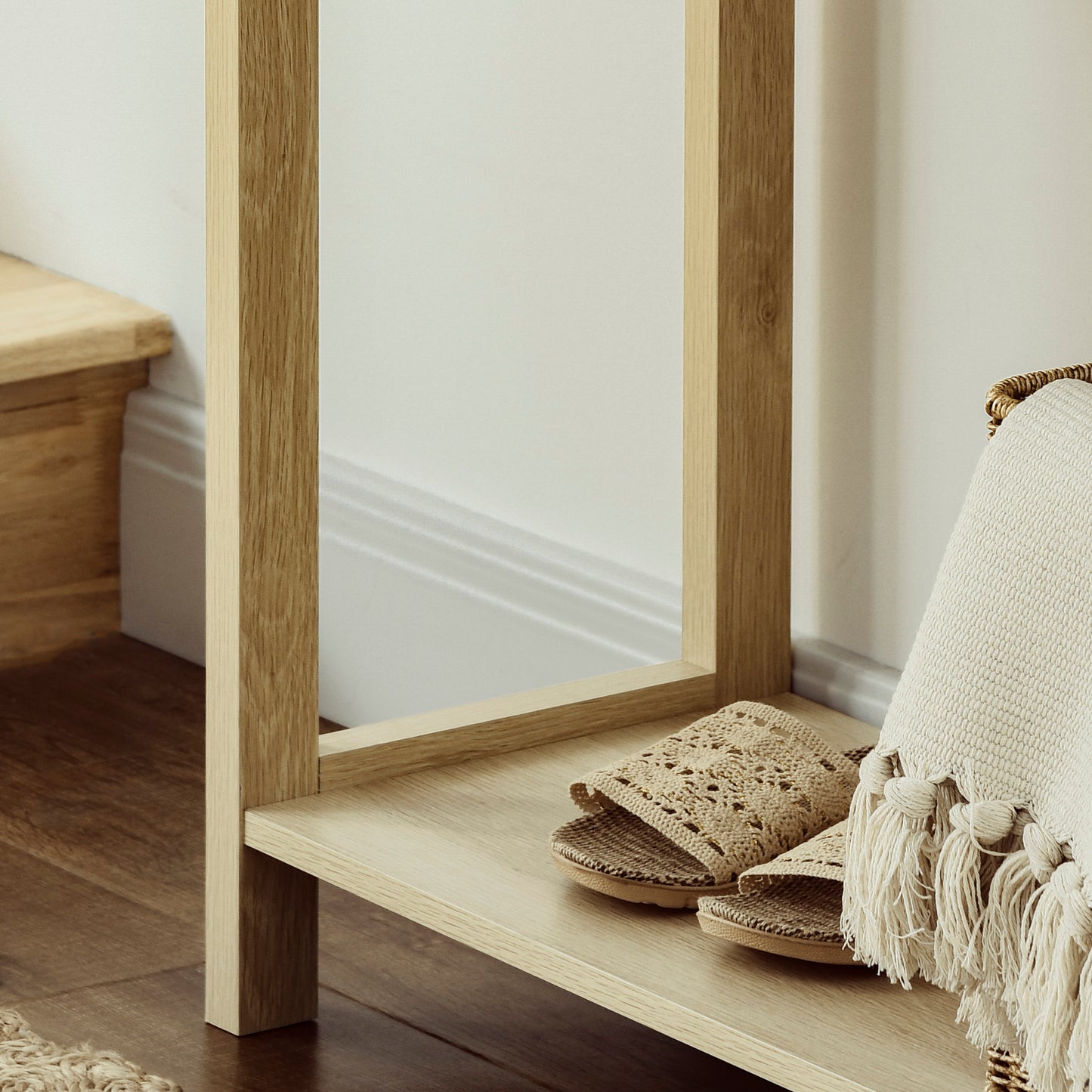 Console Table w/ Storage Shelf 2 Drawers for Entryway Bedroom Natural