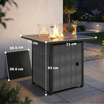 Propane Gas Fire Pit Table for Garden, 11.7 KW Smokeless Firepit