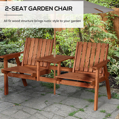 2-Seater Garden Bench Patio Antique Loveseat with Armrest, Steel Orange