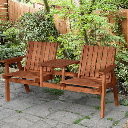 2-Seater Garden Bench Patio Antique Loveseat with Armrest, Steel Orange