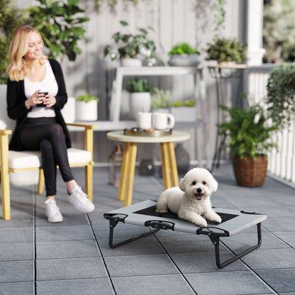 Raised Dog Bed with Breathable Mesh for S & M Dogs, Light Grey