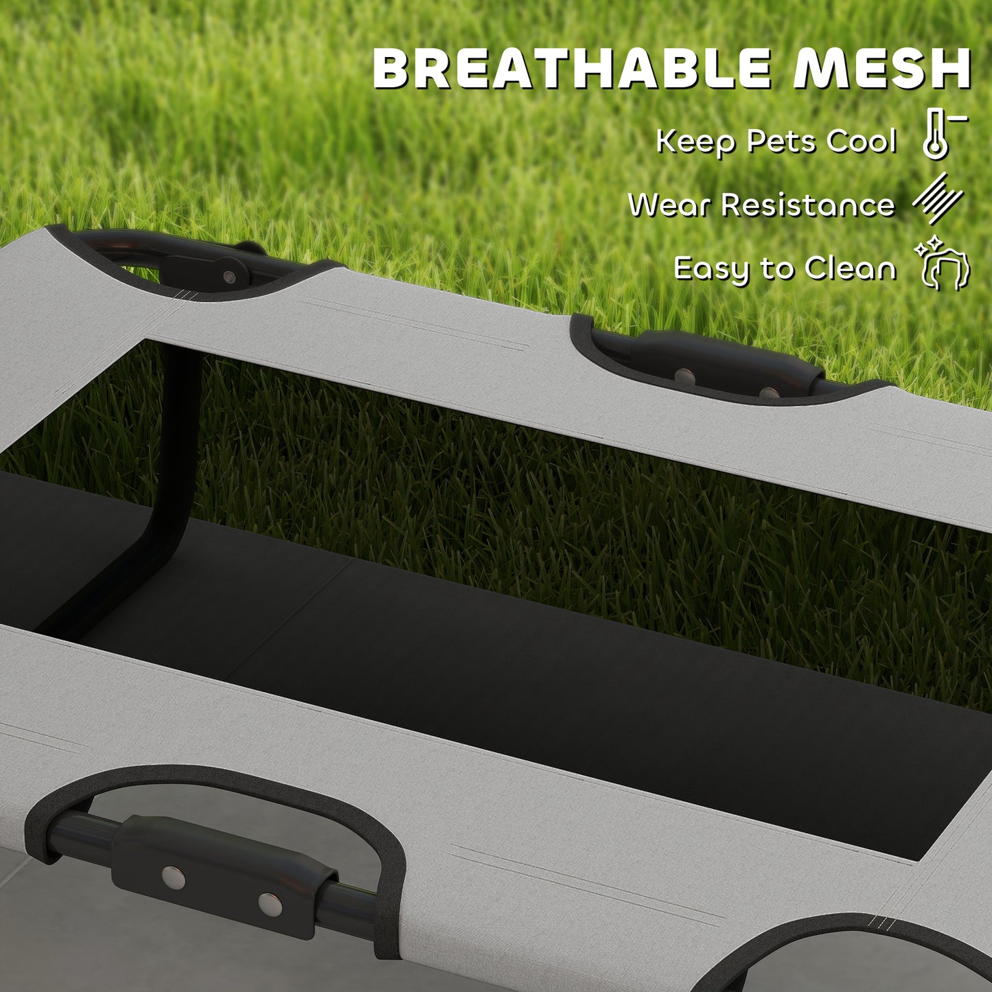 Raised Dog Bed with Breathable Mesh for S & M Dogs, Light Grey