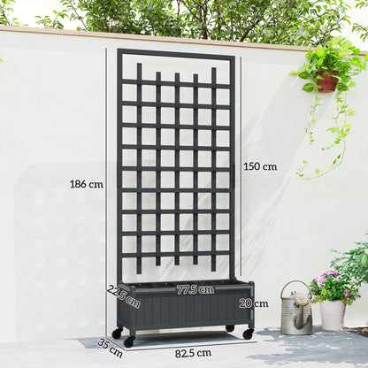 Wooden Trellis Planter, Raised Garden Bed with Wheels, Grey