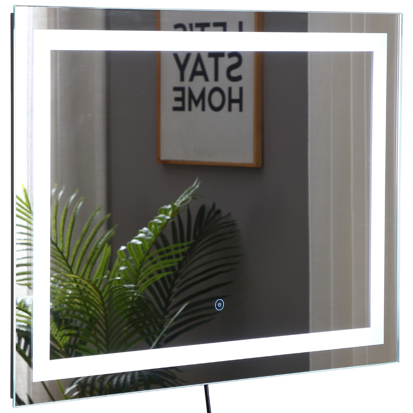 kleankin 80x60cm LED Bathroom Mirror Wall Mounted Vanity Illuminated w/ Touch Switch Accessories Home Furnishings
