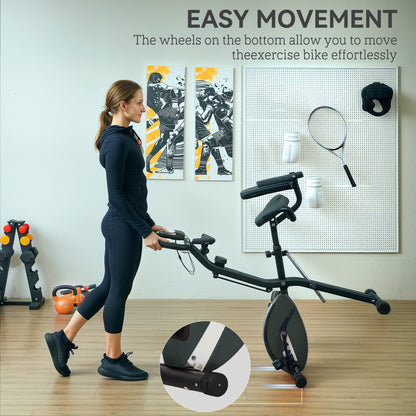 Folding Exercise Bike with Arm Bands and Hand Pulse Sensor, Black