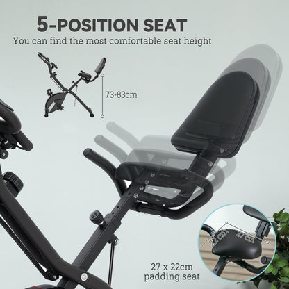 Folding Exercise Bike with Arm Bands and Hand Pulse Sensor, Black
