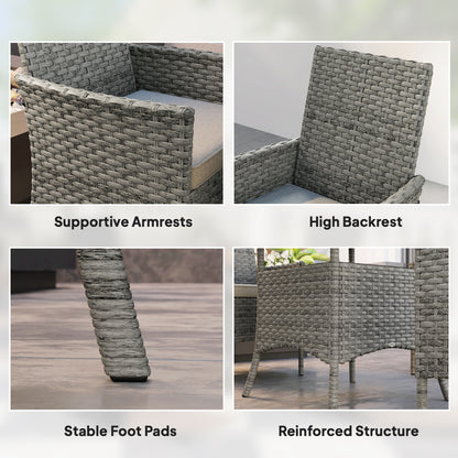 4 Seater Rattan Garden Furniture Set with Cushion, Grey