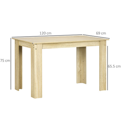 Dining Table for 4-6 People, Wood Effect Tabletop, Oak