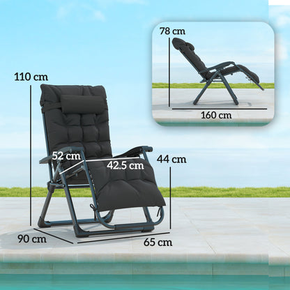 2 PCS Reclining Zero Gravity Chair Folding Lounger Cushion Black