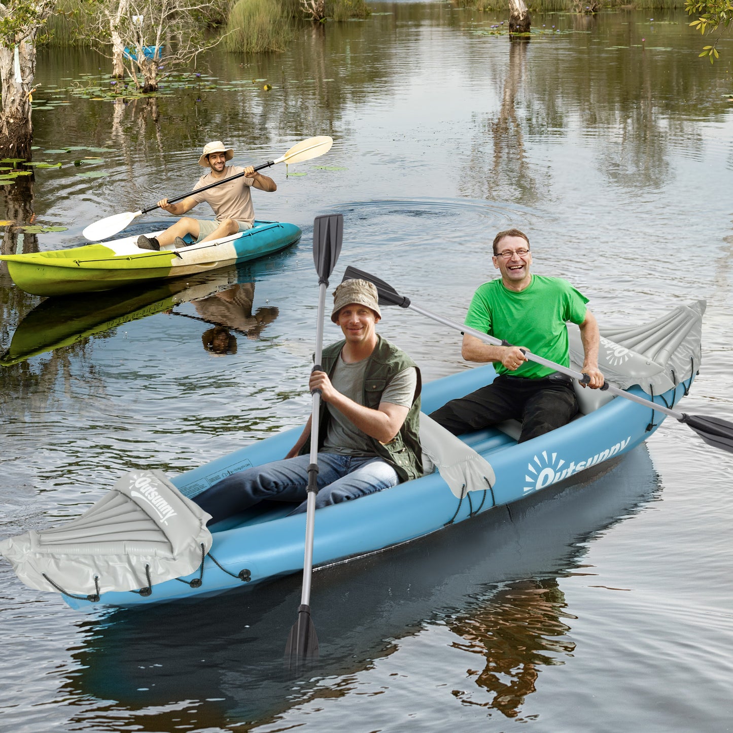 Inflatable Kayak Two-Person Inflatable Boat w/ Air Pump, Blue