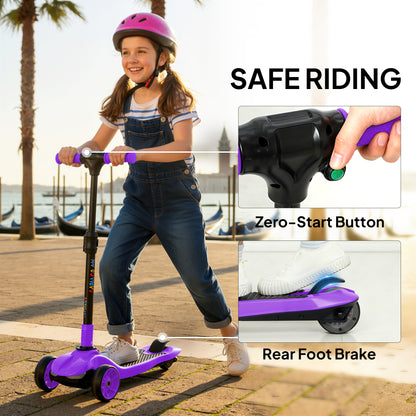 Electric Scooter for Kids, 3 Wheel Foldable Kids Scooter, Purple