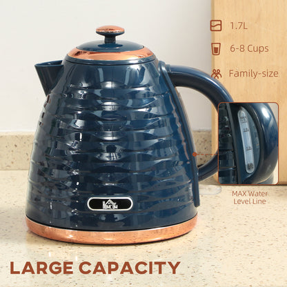 Electric Kettle, Fast Boil, 1.7L, 3kW, Swivel, Dark Blue Ripple