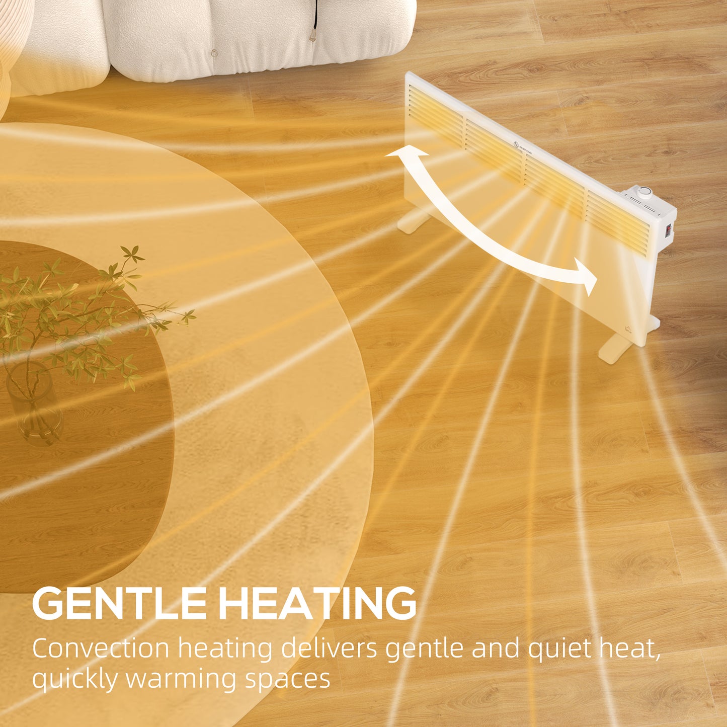 2000W Panel Heater, Low Energy Electric Heater for Home, White
