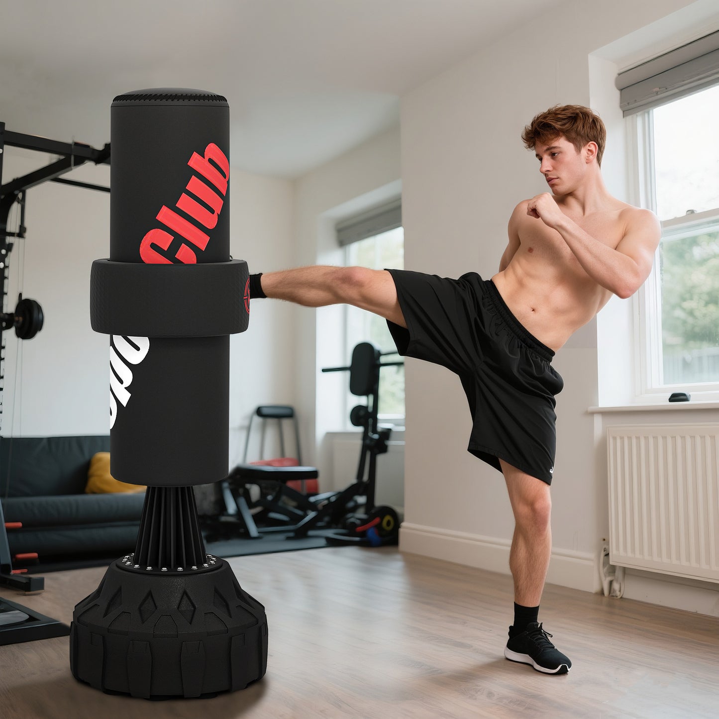 Freestanding Punching Bag, 175cm Boxing Bag with Stand, Hand Wrap