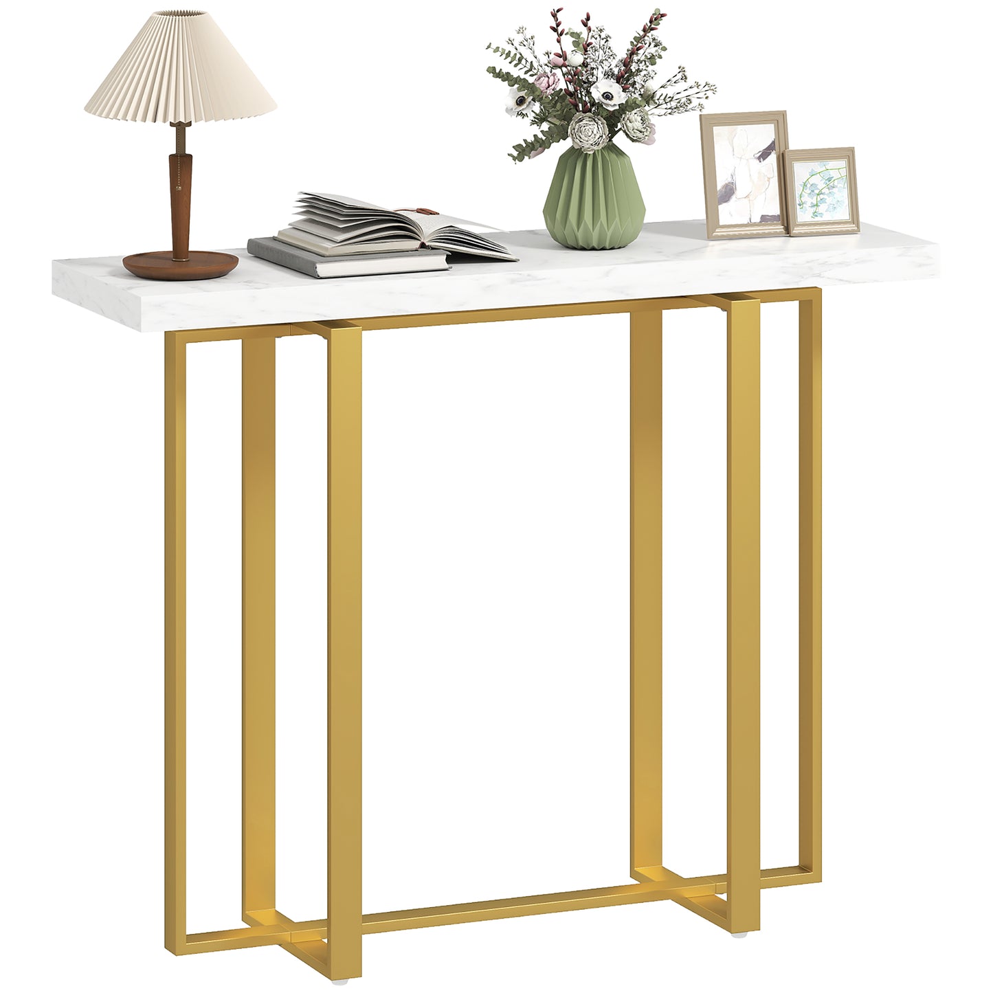 Modern Slim Long Accent Sofa Side Table for Hallway, White