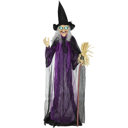 Voice Activated Halloween Animatronics Standing Witch, Purple