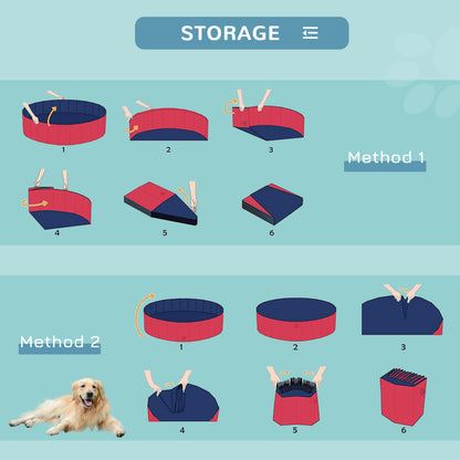 Pet Pool Swimming Bath Portable Cat Dog Foldable Puppy Bathtub Φ100 x 30H