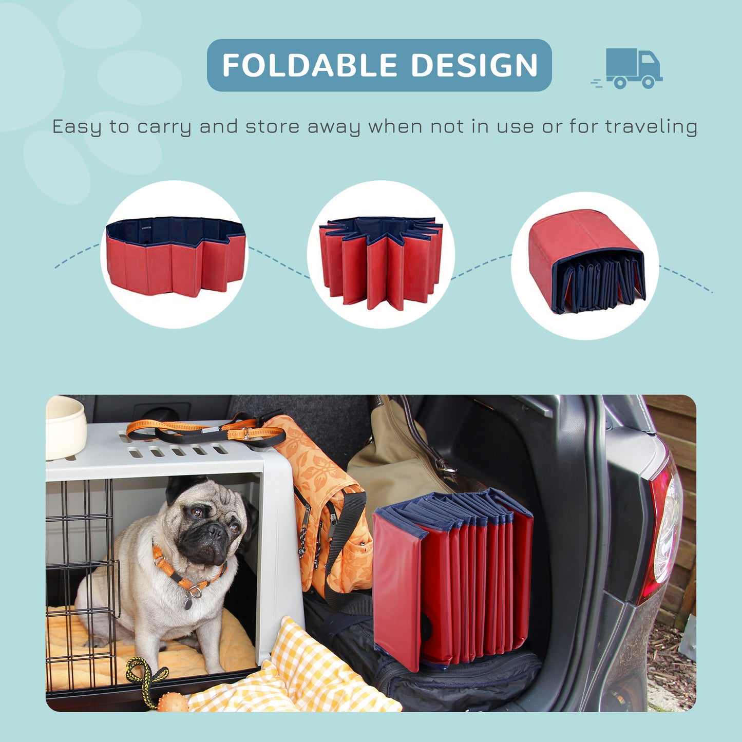 Pet Pool Swimming Bath Portable Cat Dog Foldable Puppy Bathtub Φ100 x 30H