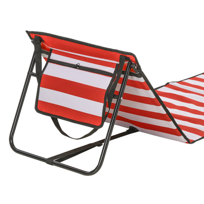 Garden Beach Chair Mat, Sun Lounger Seats with Adjustable Back - Orange/white