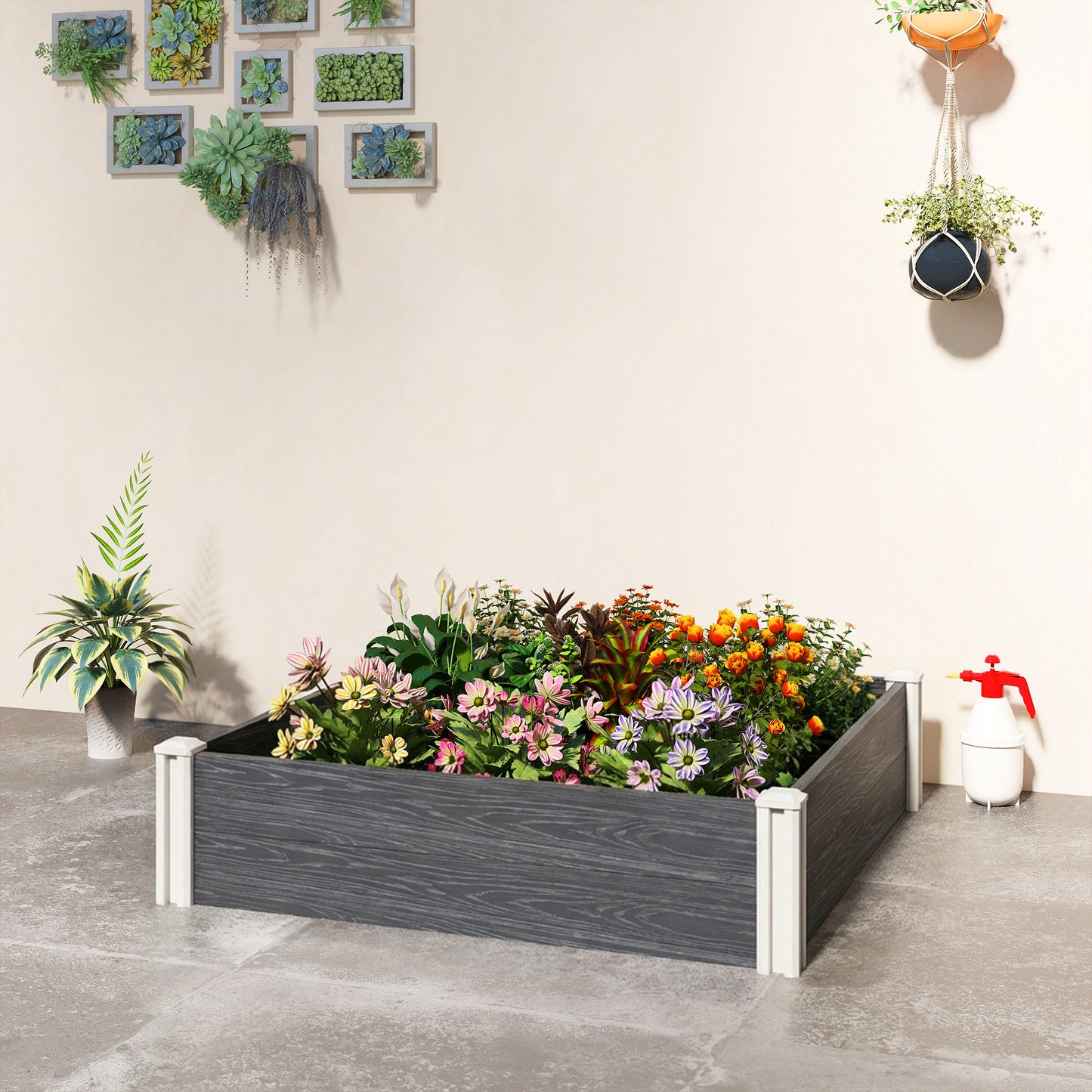 Vinyl Raised Garden Bed Kit, 3 x 3 x 1ft Modular Garden Box
