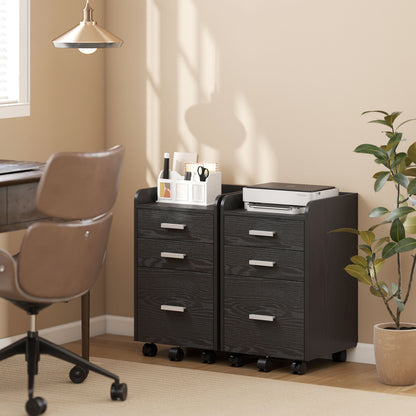 Mobile Filing Cabinet, File Cabinet with 3 Drawers, Black