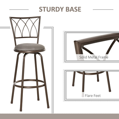 Set of 2 Bar Chairs Swivel Armless Upholstered Metal Frame Barstools