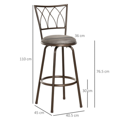Set of 2 Bar Chairs Swivel Armless Upholstered Metal Frame Barstools