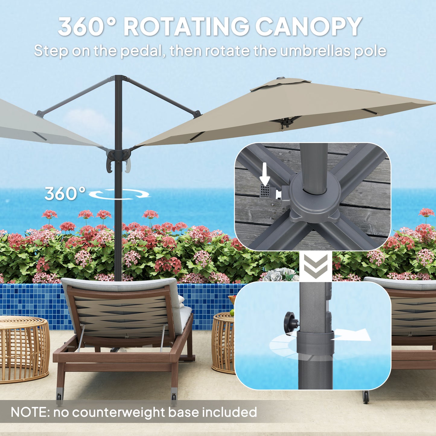 3 x 3(m) Cantilever Parasol Garden Umbrella with Base Light Grey