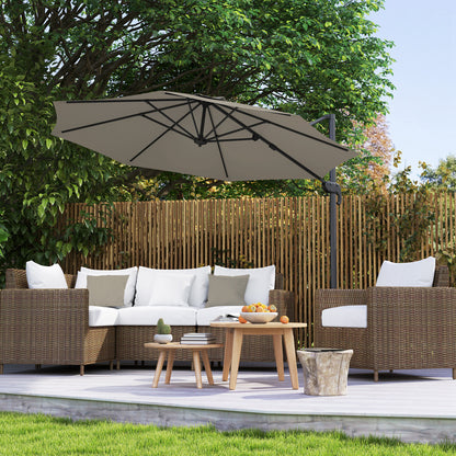3 x 3(m) Cantilever Parasol Garden Umbrella with Base Light Grey