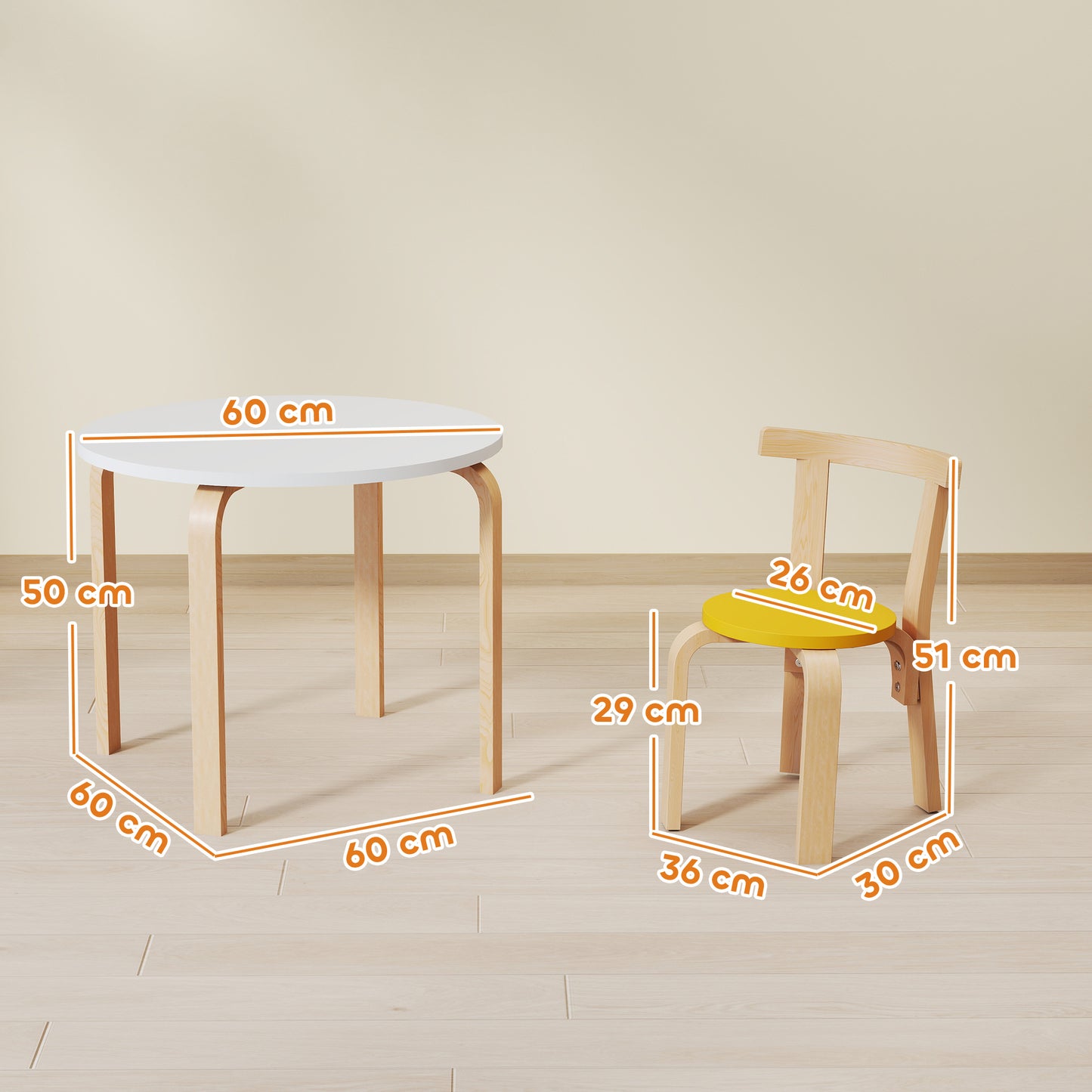 5 Piece Kids Table and Chairs Set Wood for 3-8 Years for Art Crafts