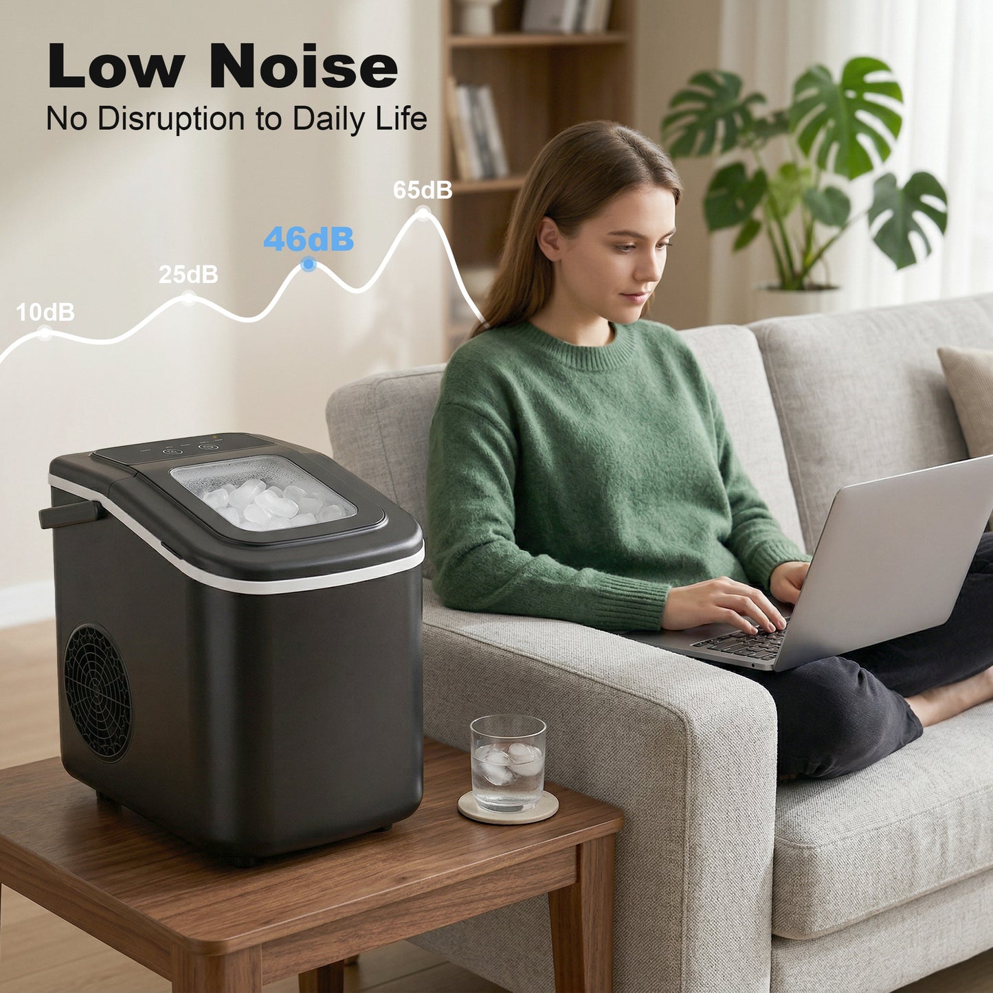 Countertop Ice Maker Machine Self-Cleaning 2 Sizes Black