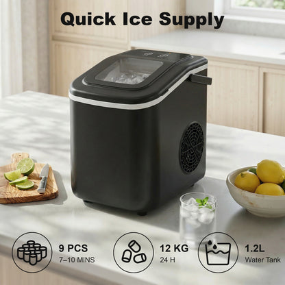 Countertop Ice Maker Machine Self-Cleaning 2 Sizes Black