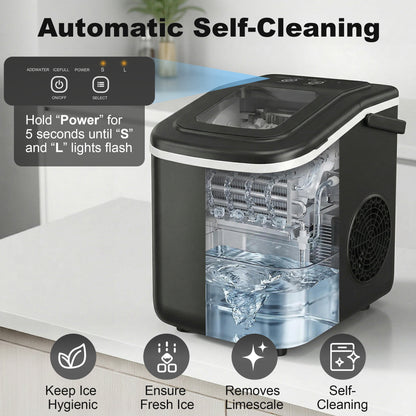 Countertop Ice Maker Machine Self-Cleaning 2 Sizes Black