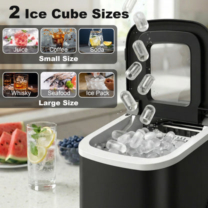 Countertop Ice Maker Machine Self-Cleaning 2 Sizes Black