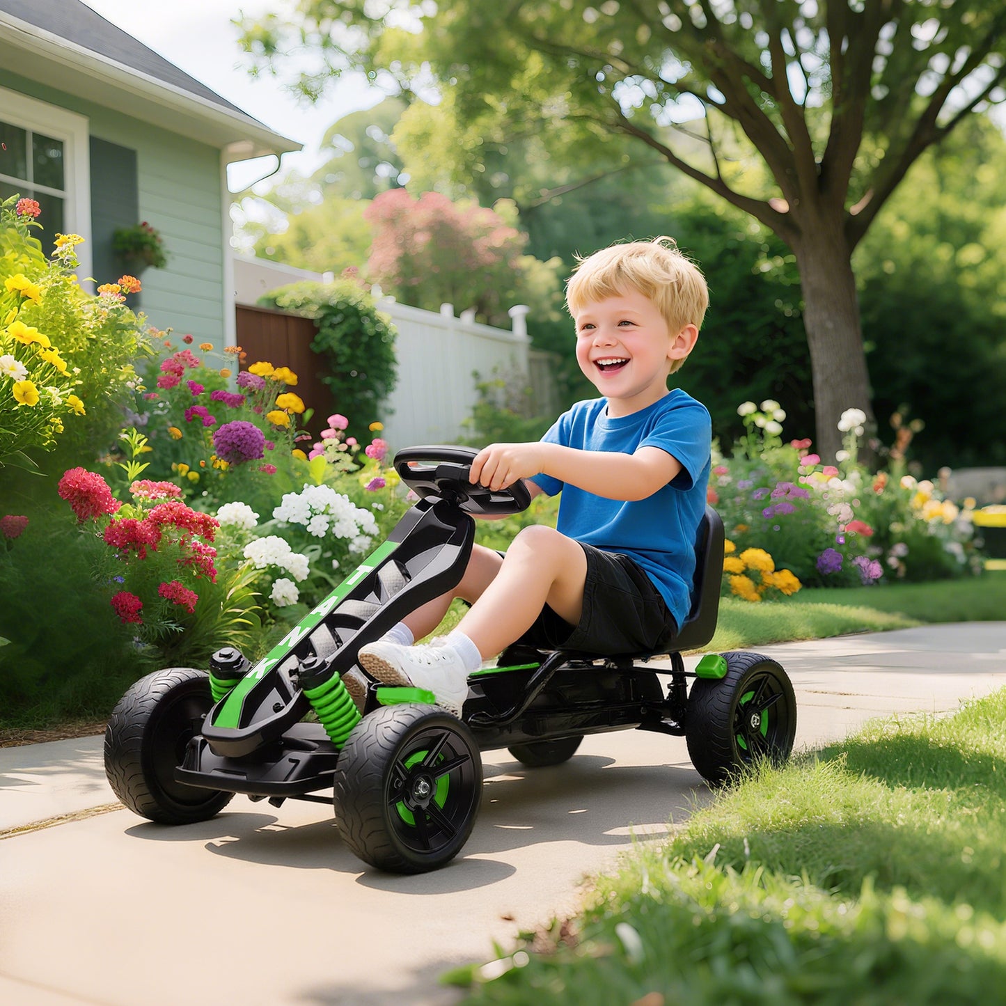 Pedal Go Kart with Automatic Clutch, for Ages 3-6 Years, Green