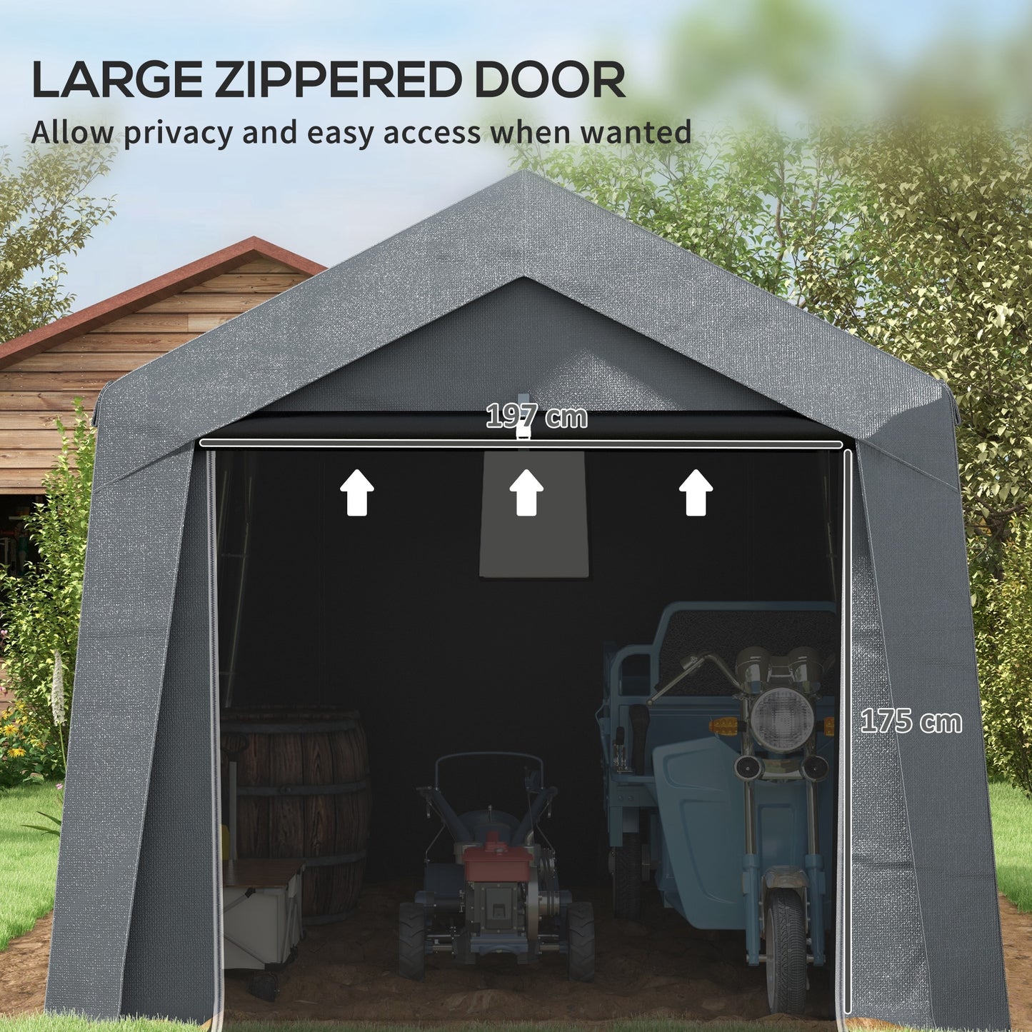 3 x 3(m) Waterproof Portable Shed, Garden Storage Tent with Ventilation Window, for Bike, Motorbike, Garden Tools