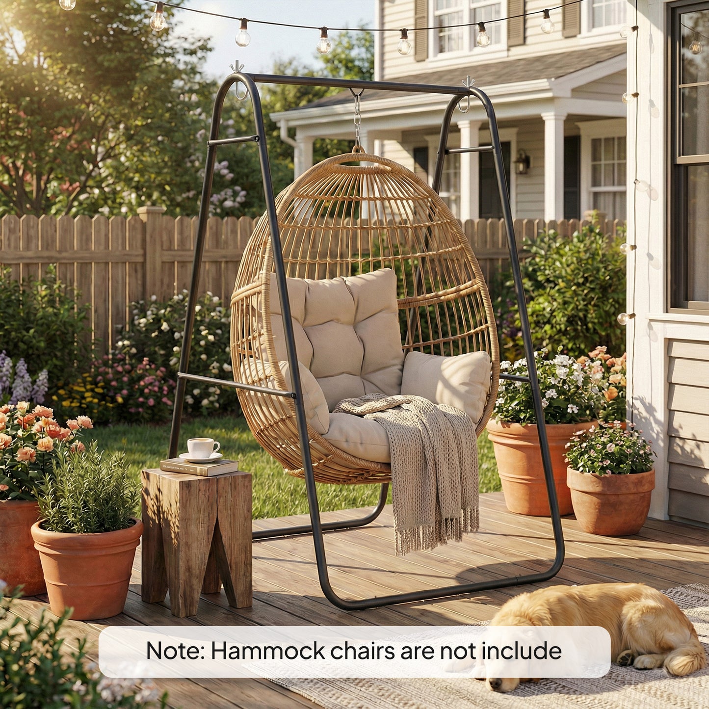 Hammock Chair Stand Only, Hanging Chair Stand, 150 KG Load, Black