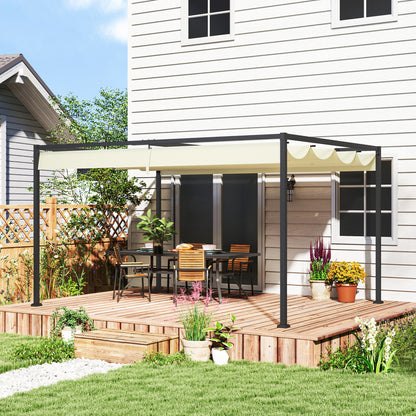 4x3m Metal Pergola Gazebo Patio Sunshelter Retractable Canopy Cream