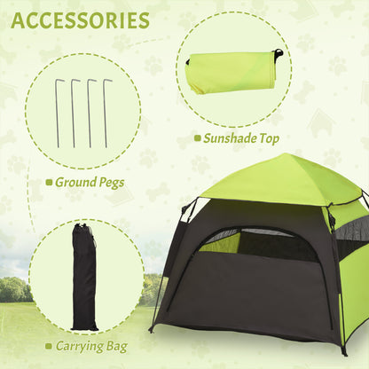 Foldable Dog Cat Tent with Waterproof Oxford Cloth, Carry Bag, Green