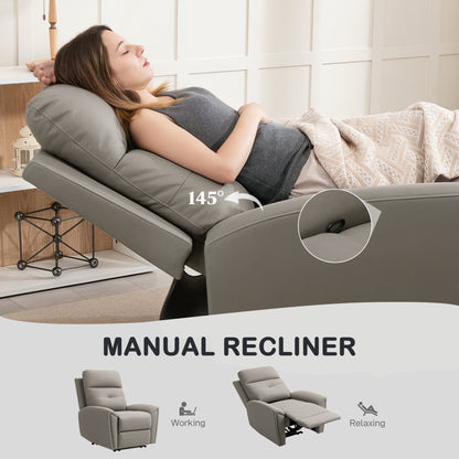 Recliner Armchair, Manual Reclining Chair for Living Room, Grey