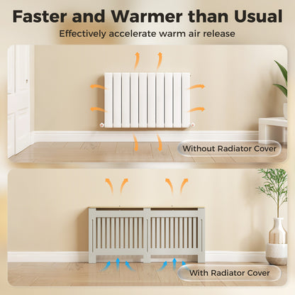 Radiator Cover Painted Slatted MDF Cabinet Lined Grill 172x19x81cm