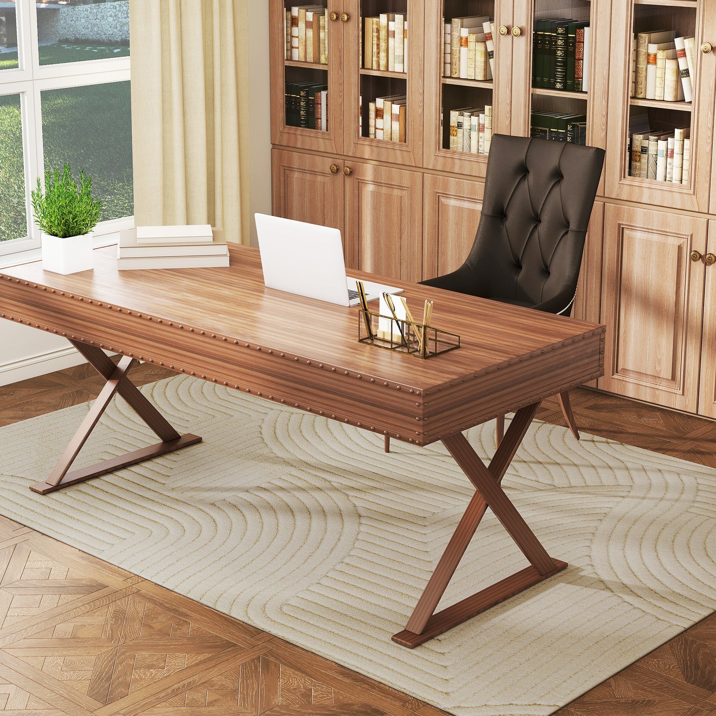 Modern Geometric Rug, Thick & Plush, Non-Slip, 230 x 160 cm – Cream