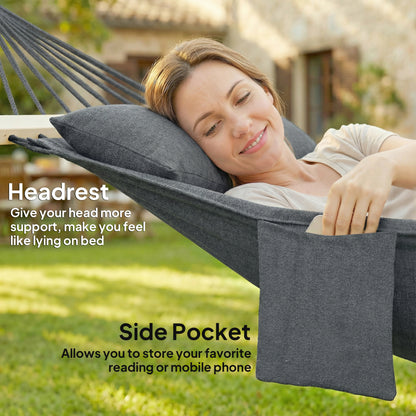 Cotton Hammock, Soft Portable Swing Chair w/ Headrest