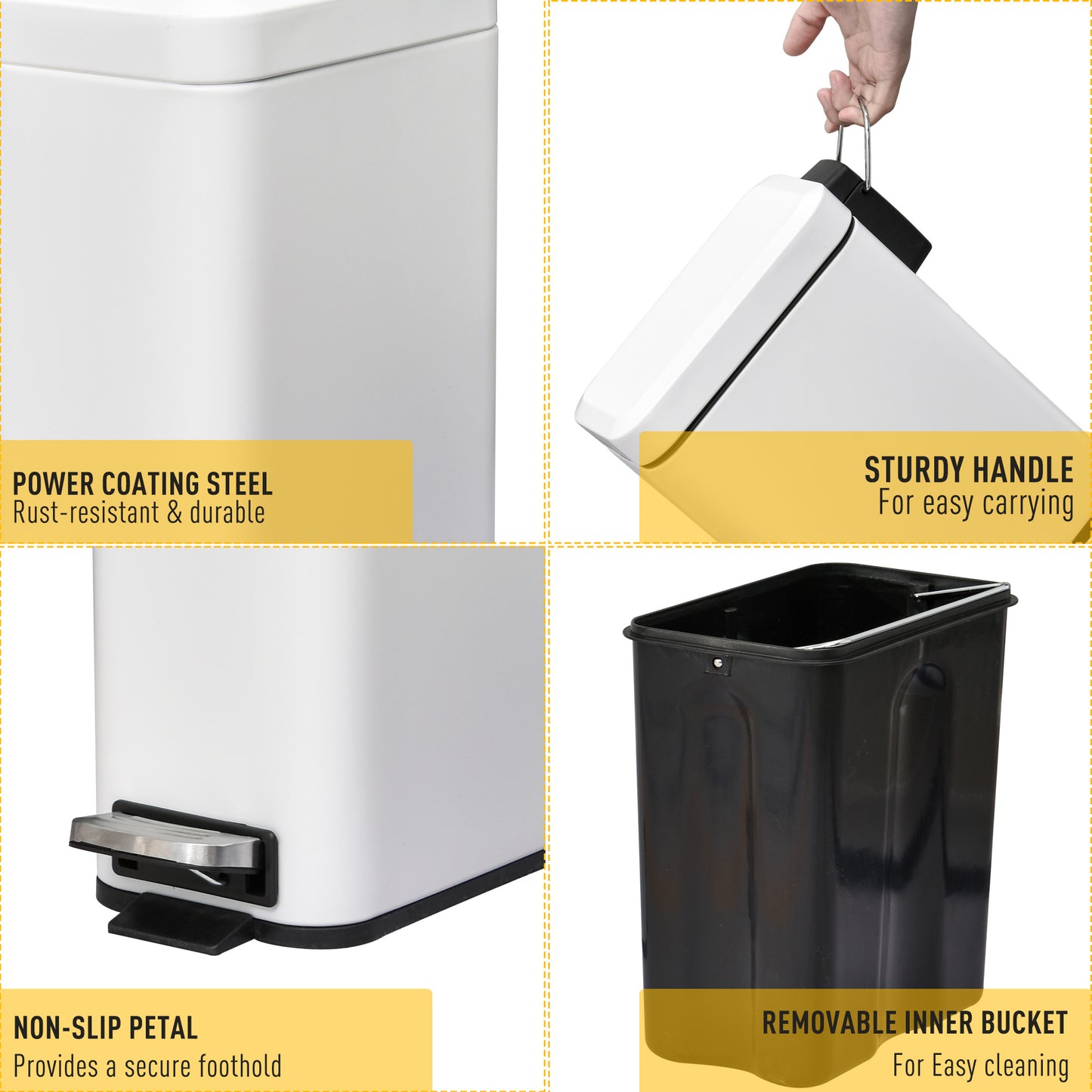 5L Compact Bin With Quiet-Close Pedal Lid