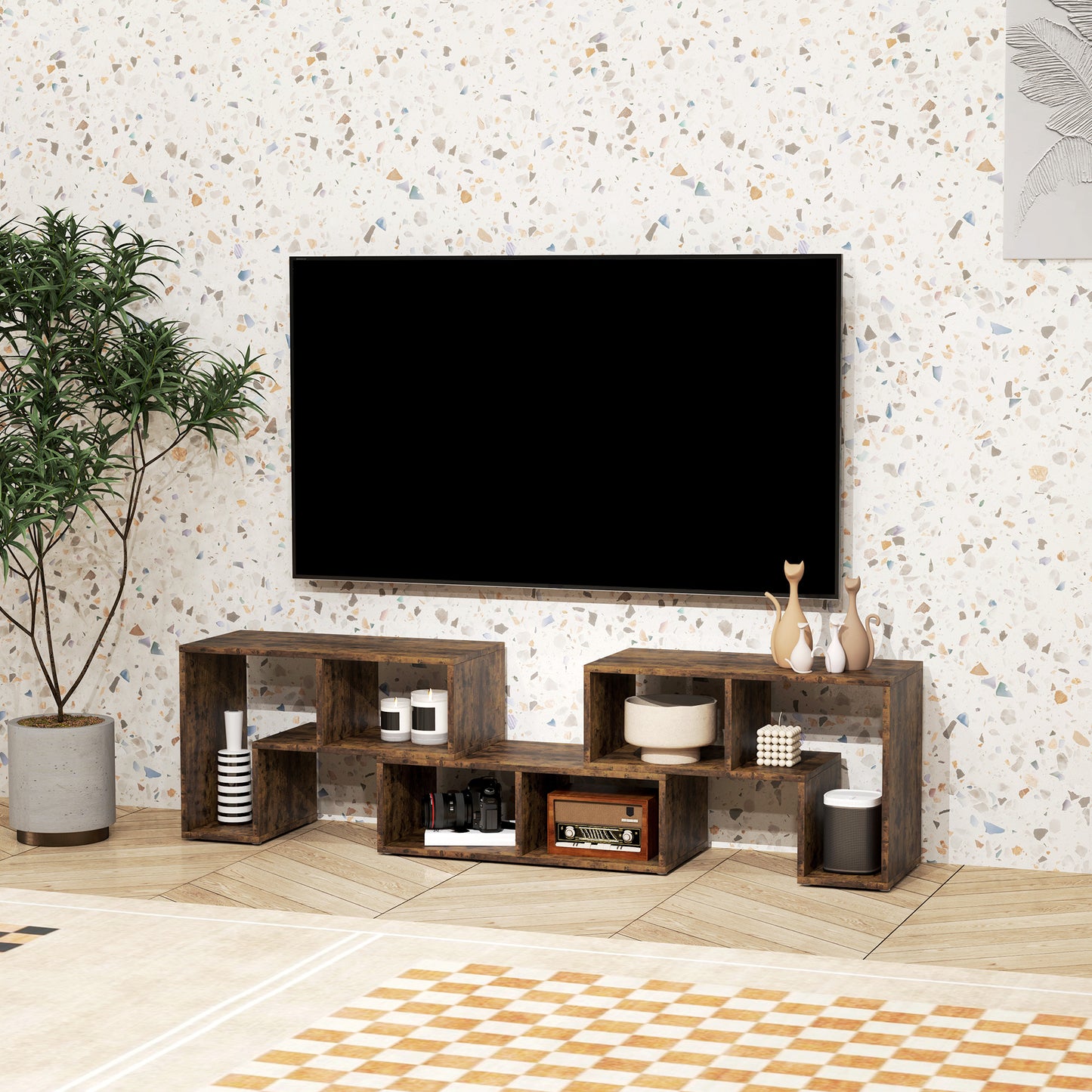 TV Unit for TVs up to 75 Inches, Free Combination TV Stand, Brown