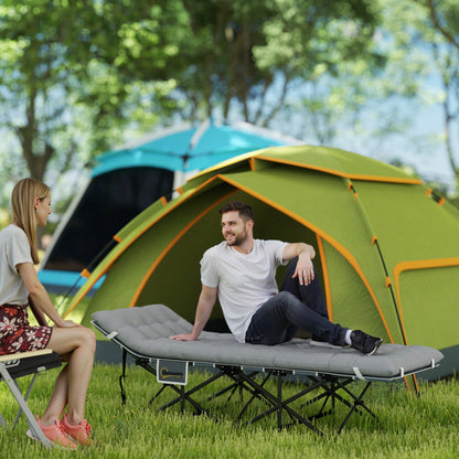 Camping Bed for Adults with Mattress Folding Cot Light Grey