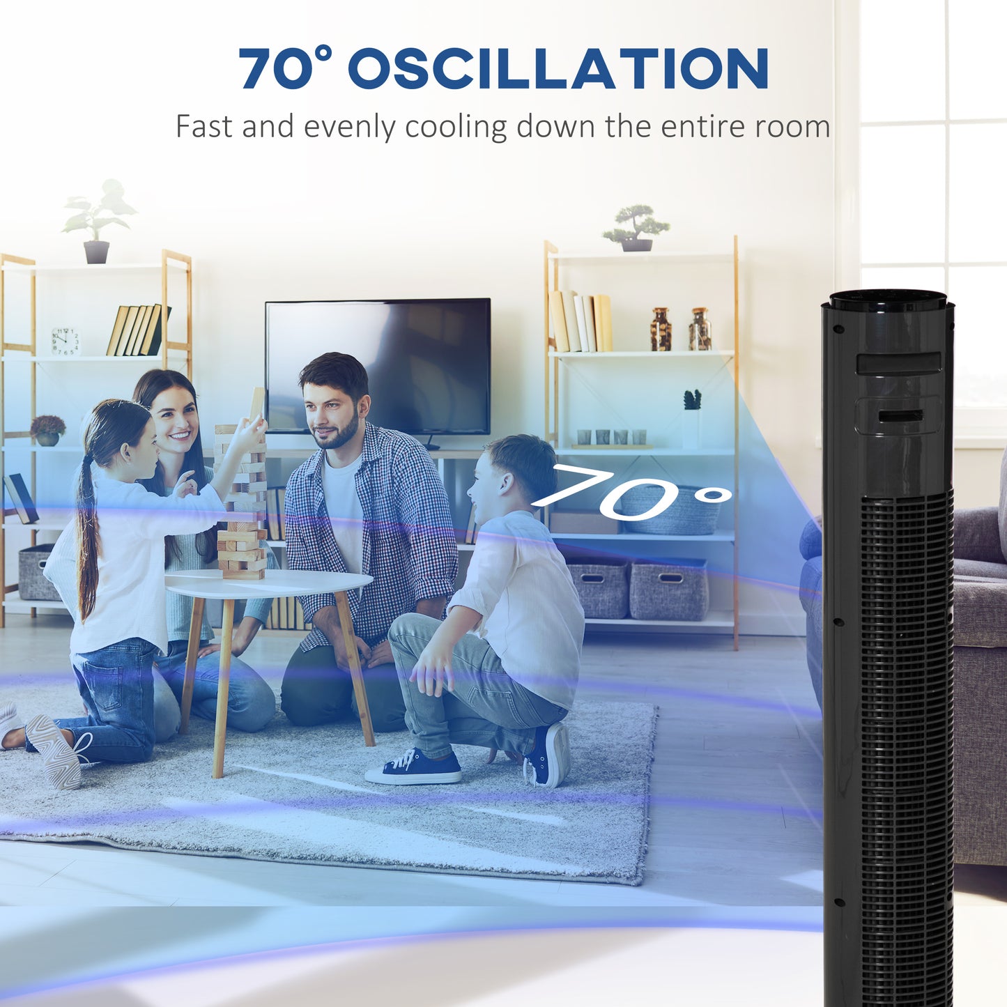 38 Inch Tower Fan with 70° Oscillation 3 Speed and 3 Mode Indoor Grey