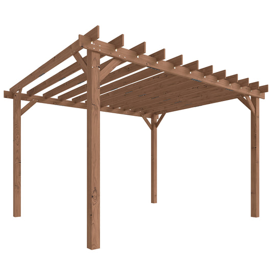 3.6 x 3 m Wooden Pergola Gazebo Grape Trellis, Maple Wood-effect