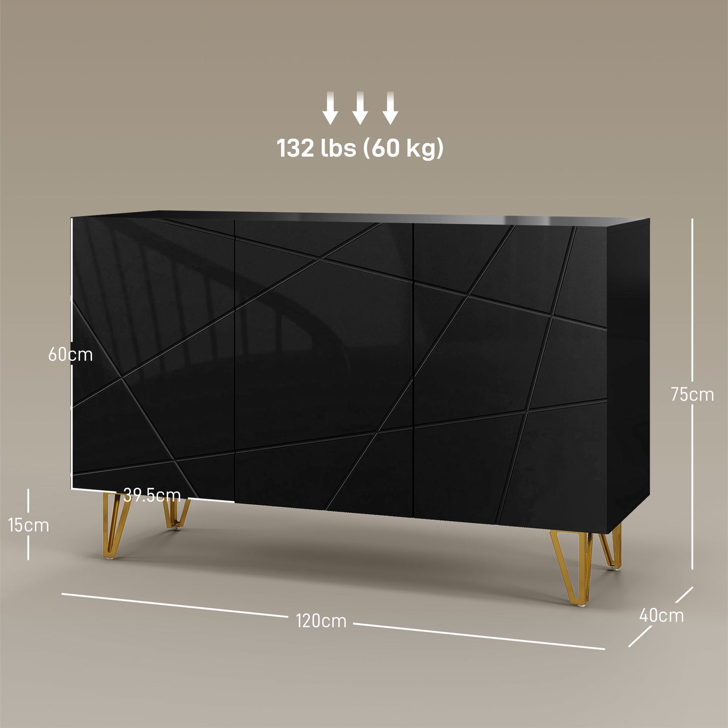 Freestanding Storage Cabinet with Adjustable Shelves for Living Room